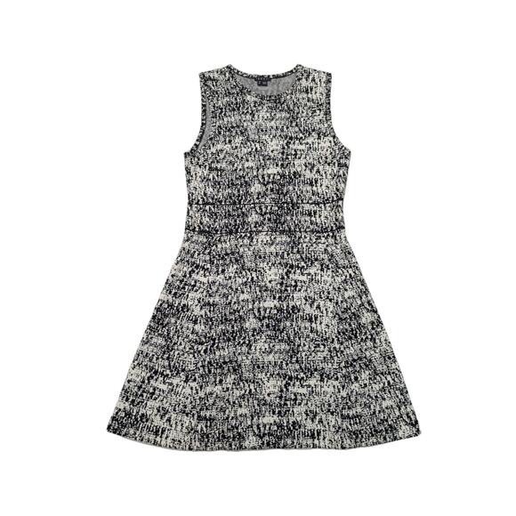 Theory Alancy C Tweedscape Dress Fit Flare Black White Pixel Tank Womens Medium - Picture 3 of 7